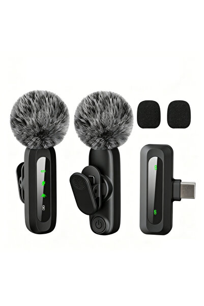 choice2 Black 1to2 Type C Type-C Port Wireless Lavalier Microphone, Noise Can...
