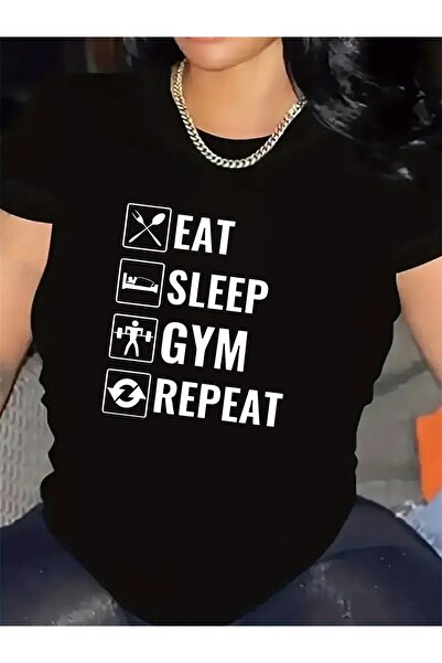 Astogria13 A T-Shirt Featuring Eat Sleep Gym Repeat Design, Perfect Workouts ...