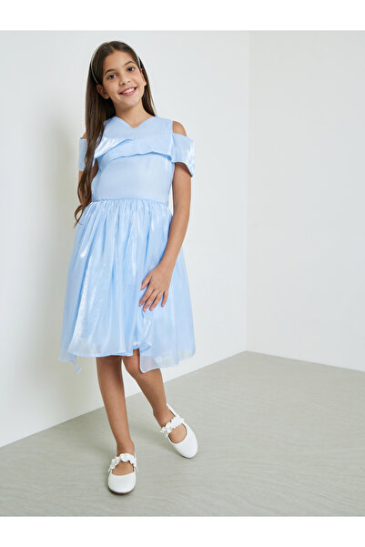 Take Two By Styli Girls Blue A-Line Knee-Length Dress