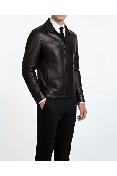 TerziAdemAltun 100% Genuine Lambskin Men's Coat Jacket Brown T20019-03