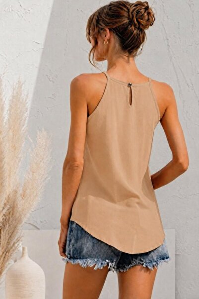 Kokosh moda Γυναικεία Αμάνικη Μπλούζα Τοπ με Λεπτομέρεια στην Πλάτη