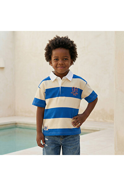 Juniors Collared Short Sleeves Polo T-shirt with Stripes
