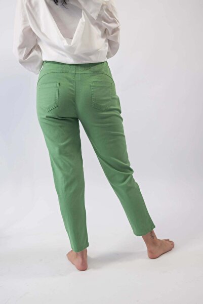 Mauri Pantaloni din in verzi conici - S/M