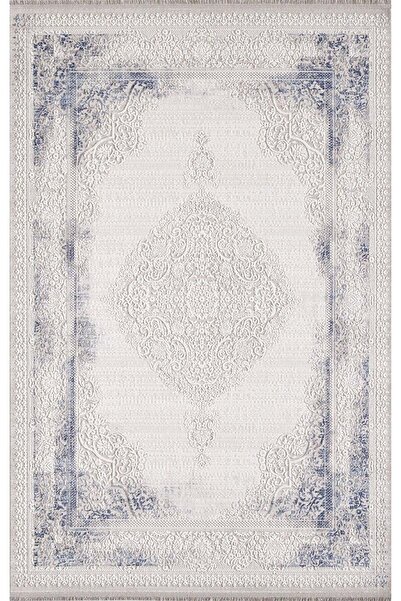 Artemis Halı Özel Seri D28 02517A Krem Mavi Modern Klasik Salon Halısı 100x20...
