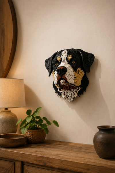 MYCRAFT3D Dekoratif Köpek Başı Duvar Süsü Modern Tasarım Ev Ofis Salon Dekoru...