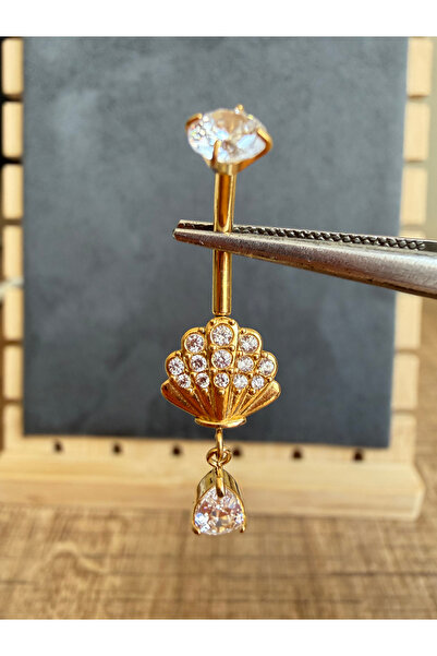 Rupen Kraft %100 316 L Çelik Deniz Kabuğu Damla Sallantı Zirkon 10x1,6mm Çeli...