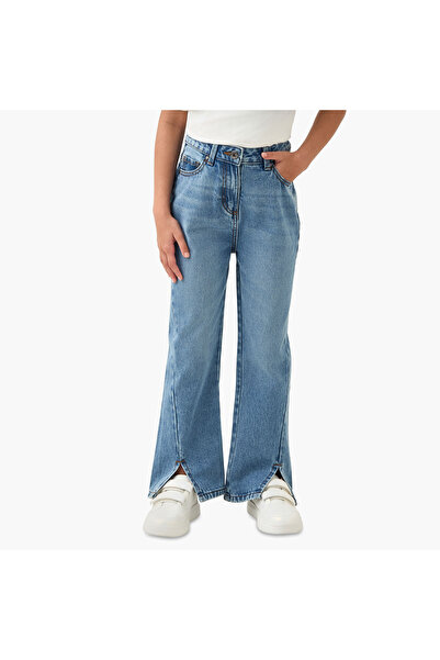Juniors Flared Jeans with Slit Detail