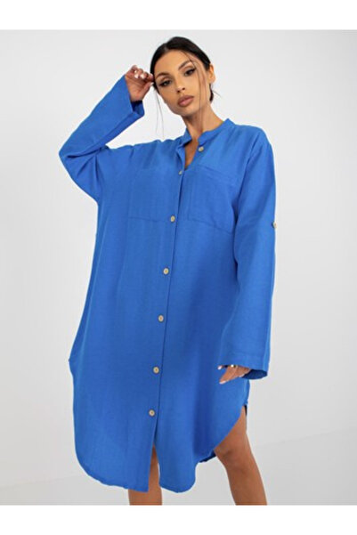 Och Bella Γυναικείο Φόρεμα, Och Bella, Βαμβακερό, Oversized, Μπλε, μοντέλο TW...