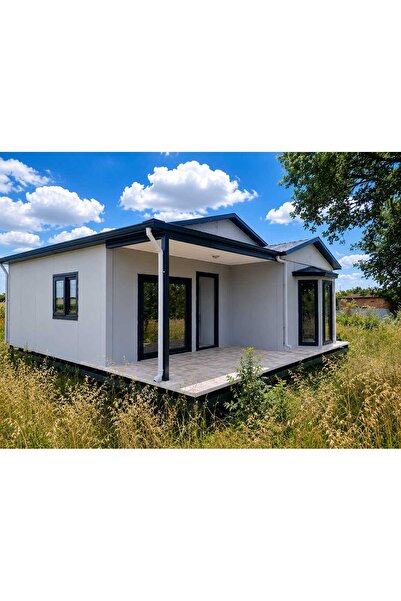 Saray prefabrik 65 m² ev zeminde ayaklı platform prefabrik