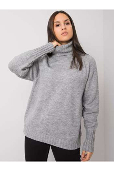 rue parıs Pulover Dama Maneca lunga, Guler inalt, RUE PARIS, Gri Eleganta Off...