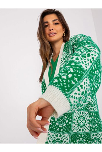 BADU Cardigan Dama, BADU, Lana, Maneca lunga, Verde, model BA-SW-0301-1.26