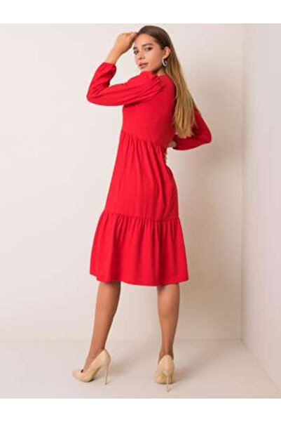 rue parıs Rochie Dama, RUE PARIS, Bumbac, Maneca lunga, Rosu, model RV-SK-583...