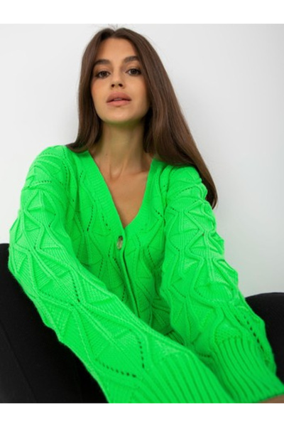rue parıs Pulover Dama Geometric, Decolteu in V, RUE PARIS, Verde Eleganta Of...