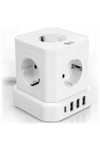 Spacetronik Priză multiplă cu 9 prize (5x AC, 3x USB-A, 1x USB-C) cu protecți...