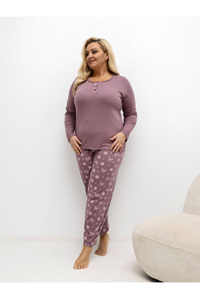 Forever Pink Pijama Dama, Forever Pink, Bumbac, Maneca lunga, Roz inchis, mod...