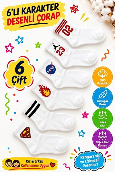 Socks Store 6 Pairs Unisex Cotton Colorful College Socks Set – Men's and Wome...