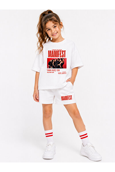fasardi Manifest Girls M6Nifestgirls Printed Oversize 100% Cotton T-Shirt Sho...
