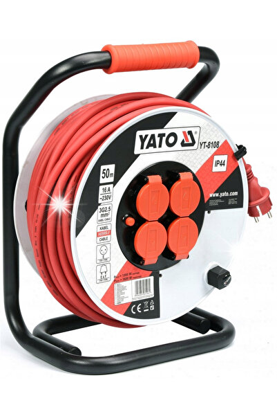 yato Prelungitor tambur 50m 3x2,5mm² 4 prize, tip tambur, pentru construcții