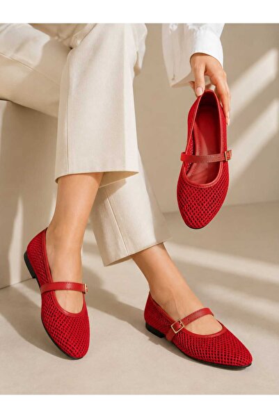 Slipcat Women's Elegant, Mesh Detailed, Stylish, Comfortable, Casual Ballerinas