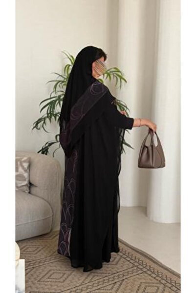 dar laha abaya Abaya D 5130 - with Cobra Crepe fabric and soft printed chiffon