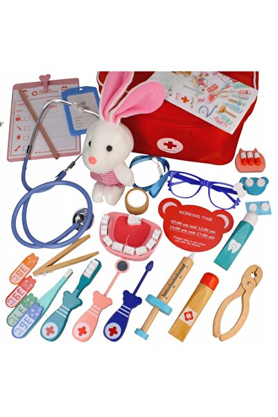 Stator SET MEDICAL MARE MICULUL DOCTOR, geantă din lemn cu închidere, 38 piese.