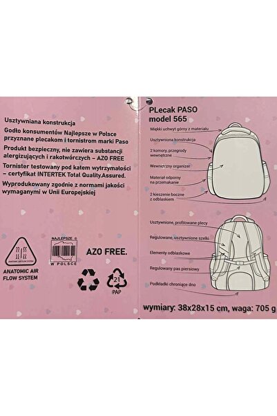 PASO Rucsac MOEDEL 565 38X28X15 COOL BR-989-R
