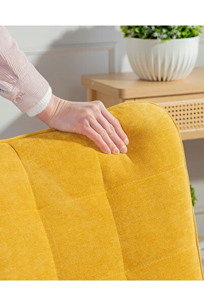 HowHomely Fotoliu de lounge scandinav cu picioare, confortabil, galben.