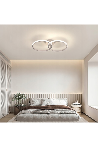 Riserva Lampă suspendată albă, lampă de tavan LED tip inel, dimmerabilă, cu t...