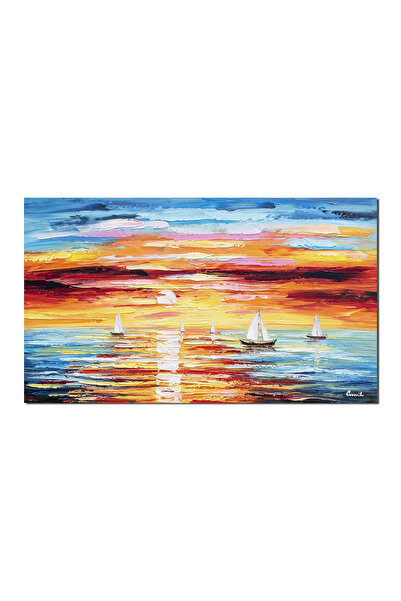 artnova Tablou pictat manual, Veliere la asfintit, stilizat, 100x60cm pictura...