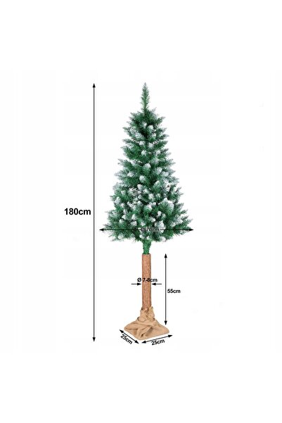 Gockowiak Brad artificial de 180 cm, tip pin, brad înzăpezit, cu suport, orna...