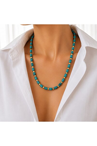 Sinem Şanlı Atelier Atlas Matte Turquoise Indian Glass Gold Hematite Natural ...