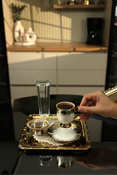 Yaren Style Set of 2 Square Stainless Steel Trays – Decorative Coffee and Tea...
