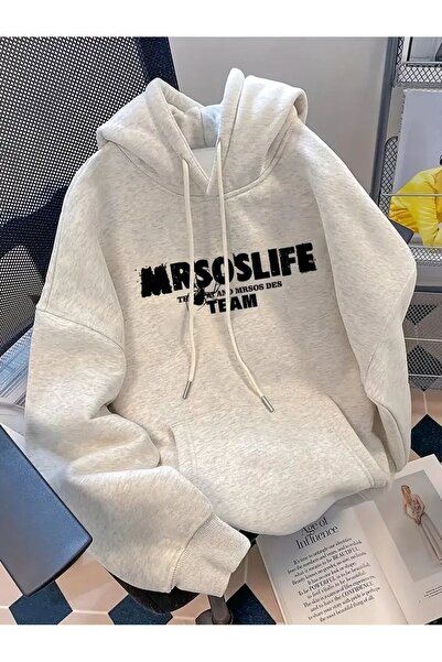 classy moda Unisex Front Text Printed Hooded Kangaroo Pocket 3-Thread Combed ...