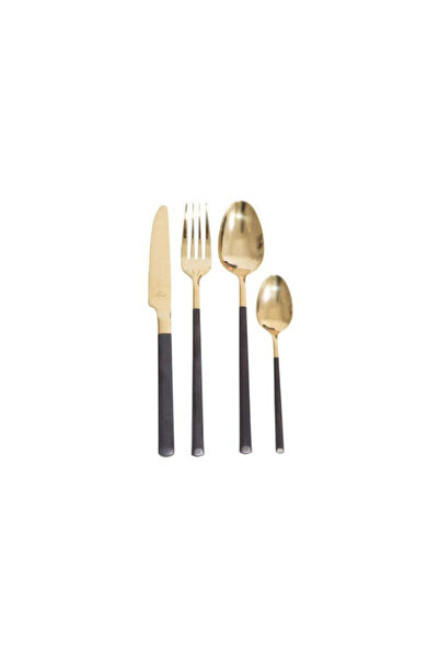 Arshia 24-Piece Stainless Steel Cutlery Set – Gold & Black | Elegant Flatware...