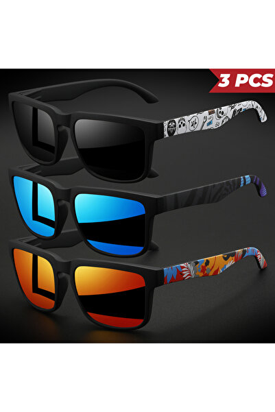 Choice9 3PCS-5 3PCS نظارات شمسية رياضية مربعة كلاسيكية ملونة - بأذرع مزخرفة، ...