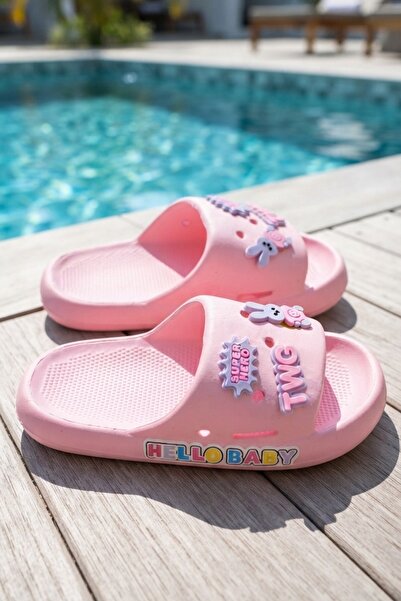 Modazirve Pink Emoji Daily Beach Pool Girls' Slippers