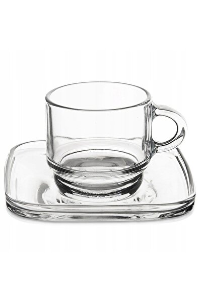 LAV Set de 6 căni de sticlă cu farfurioară pentru cafea espresso