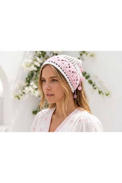 SAYZEN YOUR SHİNE Tassel Detailed Crochet Woven Women's Bandana