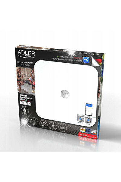 adler Cântar de baie analitic SMART aplicație FitGo 180kg AD 8187 Alb