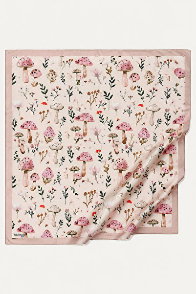 SilkTouch وشاح بناتي ناعم منقوش بالفطر مقاس 80*80 سم