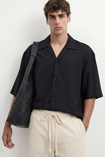 Antioch Black Linen Blend Men's Shirt