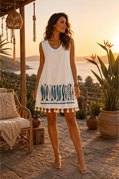 miz home collection Loose Fit Patterned Beach Dress