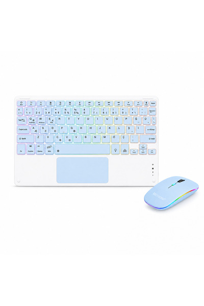 Microcase Touchpad RGB Tablet ve Telefonlar için Türkçe Bluetooth Klavye ve M...