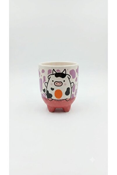 PALTO TASARIM Cow Mug 12 Handmade 3D Cream Glossy Mug - Handmade Ceramic Mug