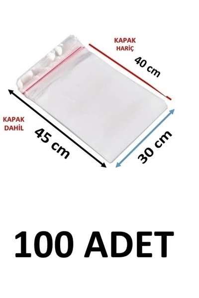 MTKardeşler 100 Pieces 30 X 40+5 cm Adhesive Transparent Opp Bags Dowry Bags