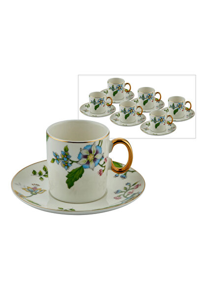 LAMEDORE Flower 6'lı Kahve Fincan Seti 90ml