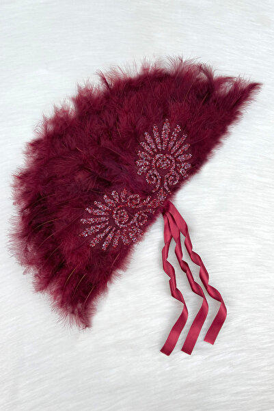 ZEYMERADE Burgundy Bridal Fan, Sparkling Dubai Lace, Bachelorette Party Henna...
