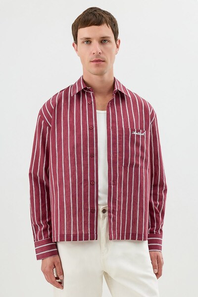 Antioch Burgundy Linen Blend Boxy Fit Men's Shirt