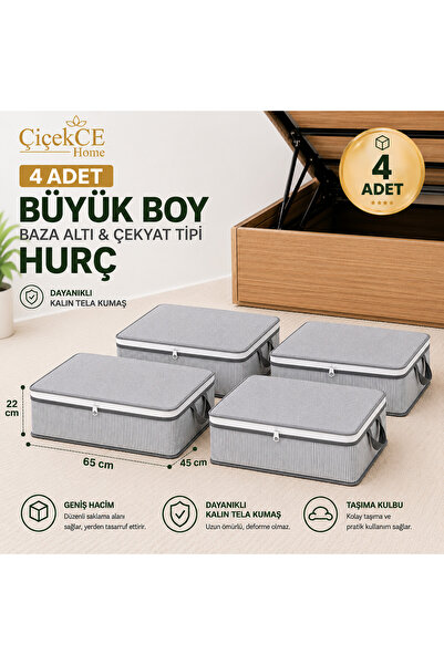 Çiçekce Home evinize renk katar Hurç 4 adet Antrasit çizgili baza altı Hurç B...