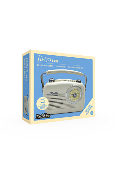 OEM The Source - Επαναφορτιζόμενο Retro ραδιόφωνο με Bluetooth σε κρεμ χρώμα